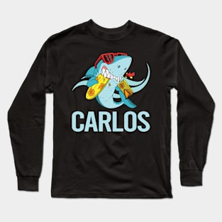 Funny Shark - Carlos Name Long Sleeve T-Shirt